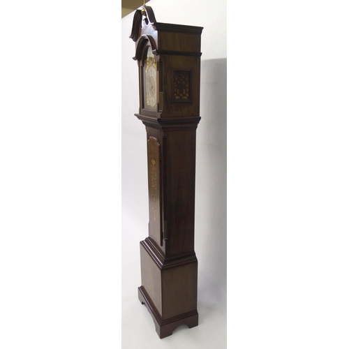 851 - An Edwardian mahogany and inlaid longcase clock