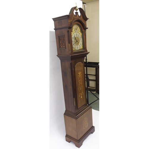 851 - An Edwardian mahogany and inlaid longcase clock