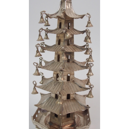 86 - A Chinese silver pagoda