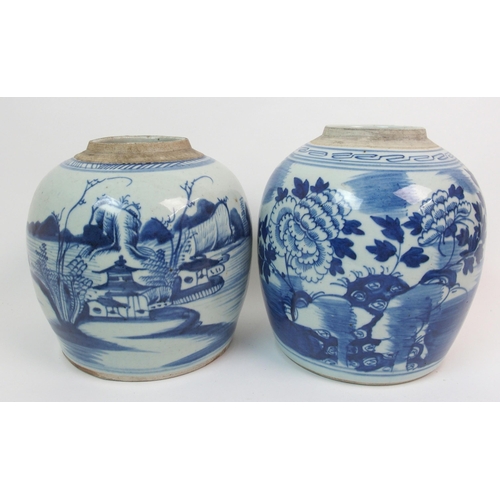 88 - Two Provincial blue and white jars