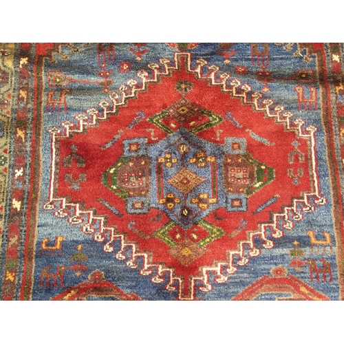 884 - A red and blue ground Hamadan runner