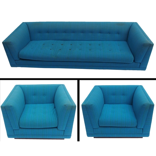 898 - A large G-plan blue upholstered three piece suite