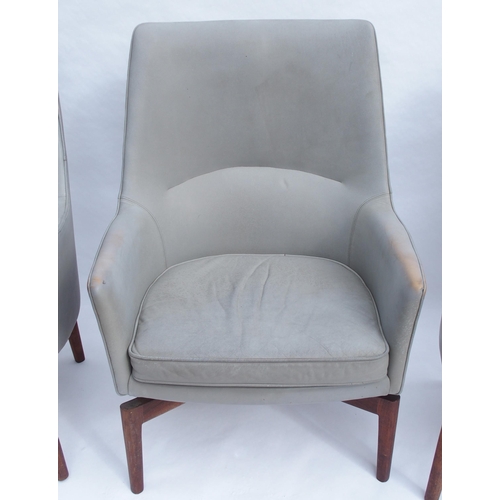 901 - Three Jens Risom 1960's grey leather swivel chairs