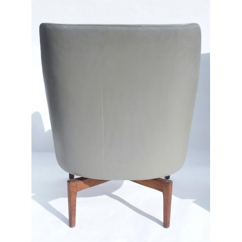 901 - Three Jens Risom 1960's grey leather swivel chairs