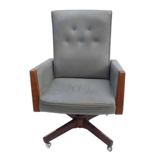 901 - Three Jens Risom 1960's grey leather swivel chairs