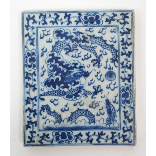 91 - A Chinese blue and white tile