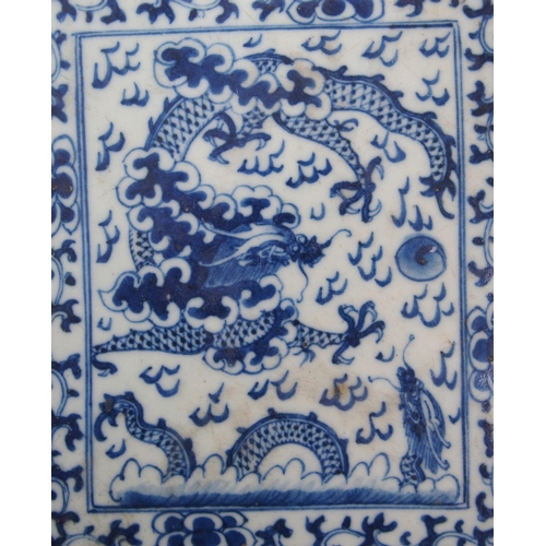 91 - A Chinese blue and white tile