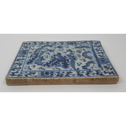 91 - A Chinese blue and white tile