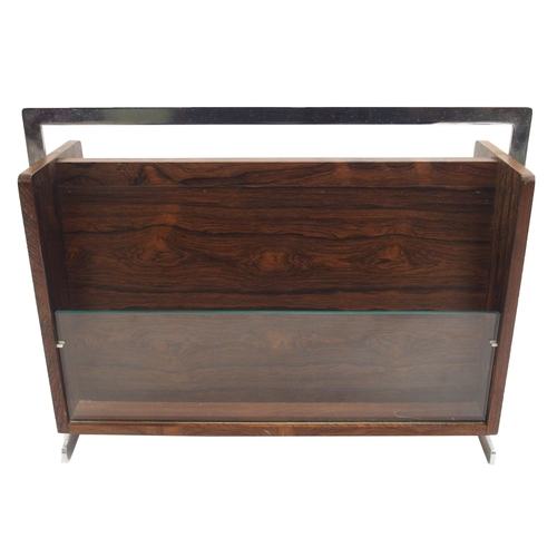 914 - A Richard Young  Merrow Associated rosewood veneered and chrome magazine rack