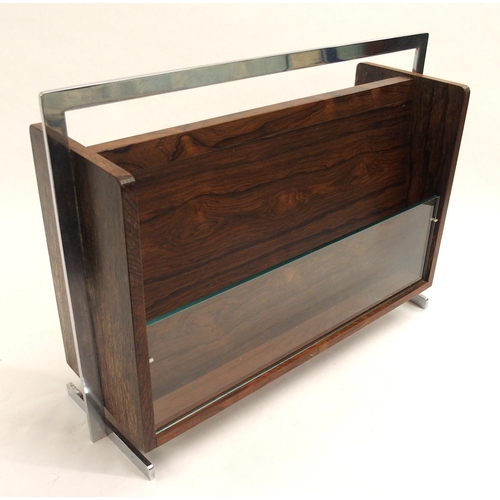 914 - A Richard Young  Merrow Associated rosewood veneered and chrome magazine rack