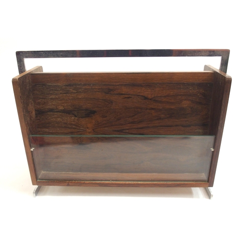 914 - A Richard Young  Merrow Associated rosewood veneered and chrome magazine rack