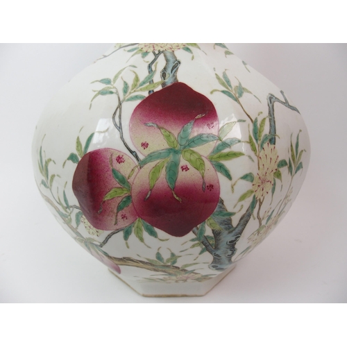 94 - A Chinese octagonal peach vase