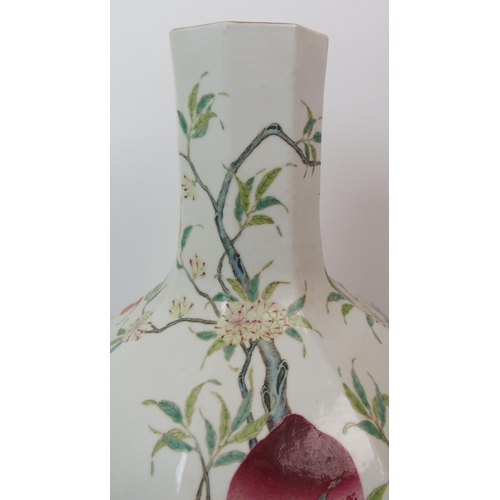 94 - A Chinese octagonal peach vase