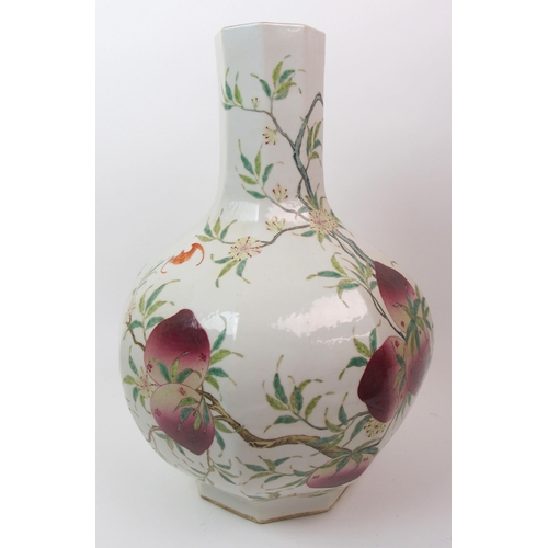 94 - A Chinese octagonal peach vase