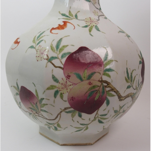 94 - A Chinese octagonal peach vase