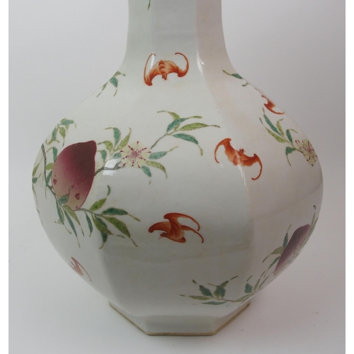 94 - A Chinese octagonal peach vase