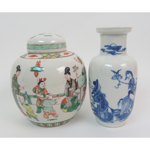 12 - A Chinese blue and white baluster vase