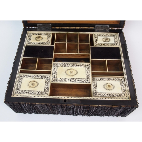 133 - An Anglo-Indian Vizagapatam elk antler sewing box