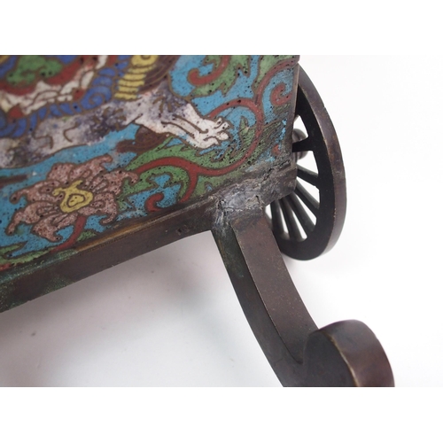 134 - A Japanese bronze and cloisonne carriage