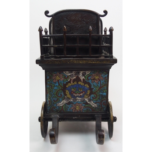 134 - A Japanese bronze and cloisonne carriage