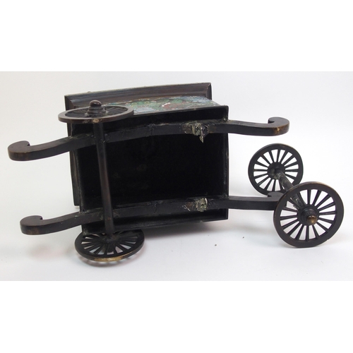 134 - A Japanese bronze and cloisonne carriage