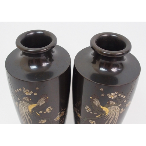 136 - A pair of Japanese bronze vases