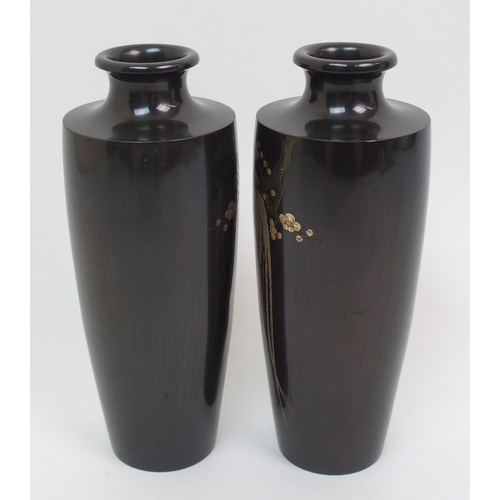 136 - A pair of Japanese bronze vases