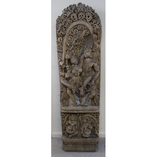 139 - A large Burmese carved hardwood panel