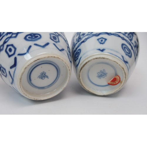 145 - Two Chinese blue and white oviform vases