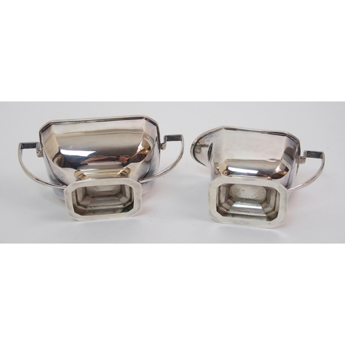 160 - An Art Deco silver three piece tea service