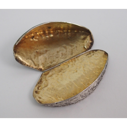 166 - A late Victorian silver novelty Brazil nut snuff box