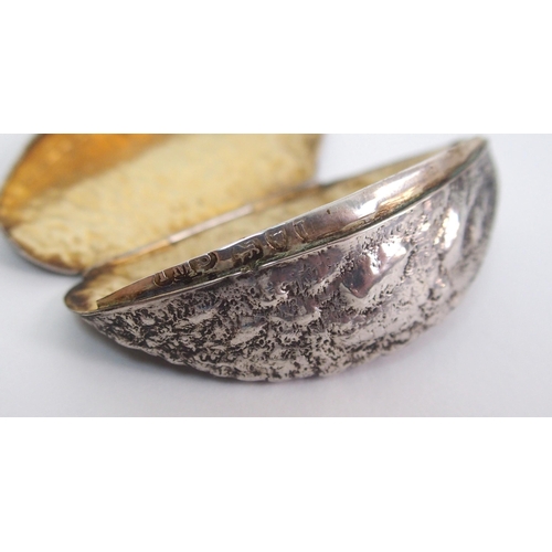 166 - A late Victorian silver novelty Brazil nut snuff box