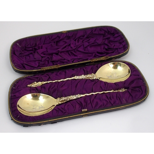 170 - A pair of cased silver-gilt apostle spoons