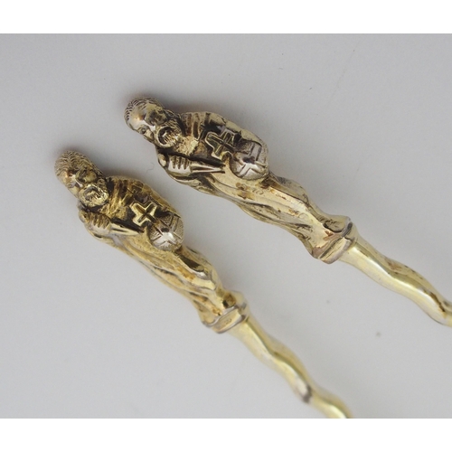 170 - A pair of cased silver-gilt apostle spoons