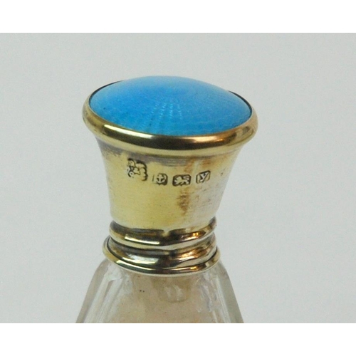 176 - A cased silver and enamel pair of scent bottles with matching pill box