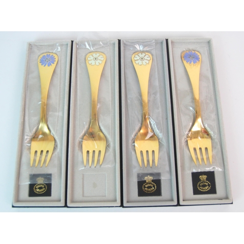 177 - Thirteen Georg Jensen silver gilt and enamel year spoons  1976-1981