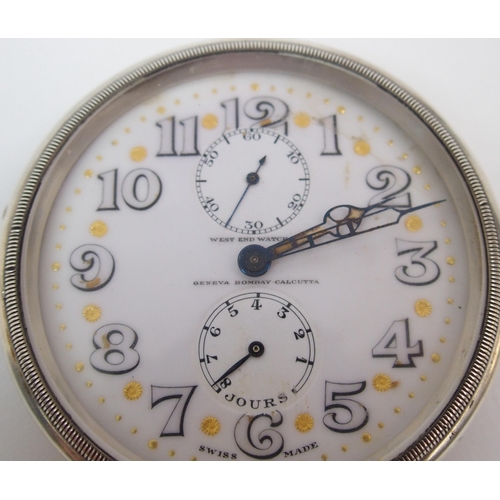 178 - A Swiss silver and niello work travelling pocket watch by West End Watch Co