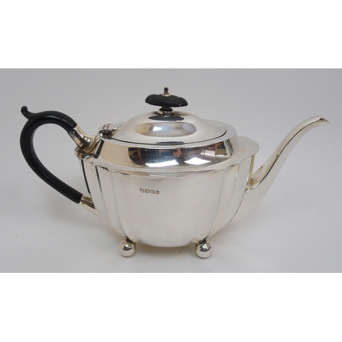 181 - A silver three piece tea set