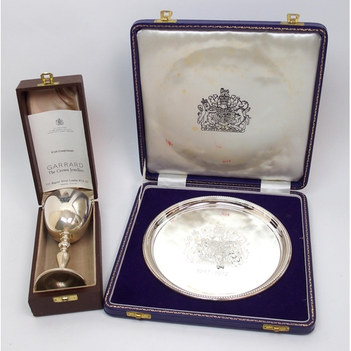 183 - A commemorative silver salver circular form