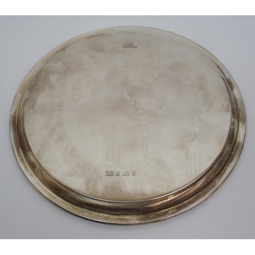 183 - A commemorative silver salver circular form