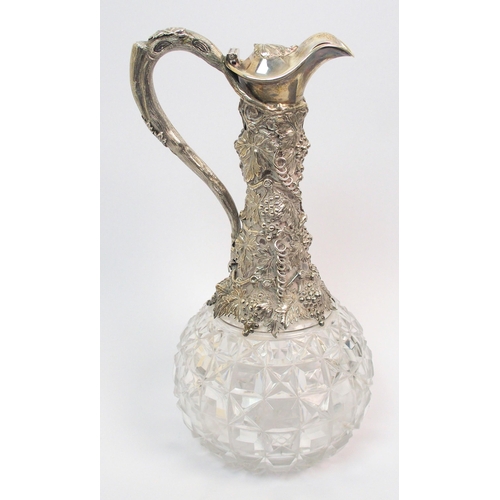 188 - A silver mounted claret jug