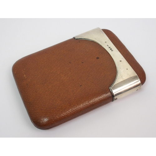 194 - A silver mounted leather cigar case