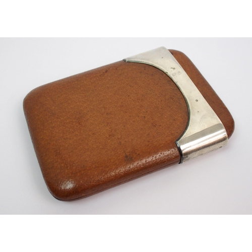 194 - A silver mounted leather cigar case