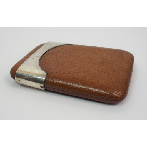 194 - A silver mounted leather cigar case