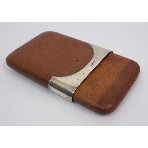 194 - A silver mounted leather cigar case