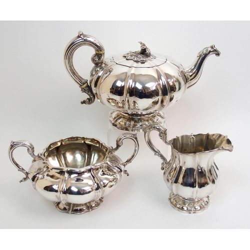 200 - A William IV three piece silver tea service