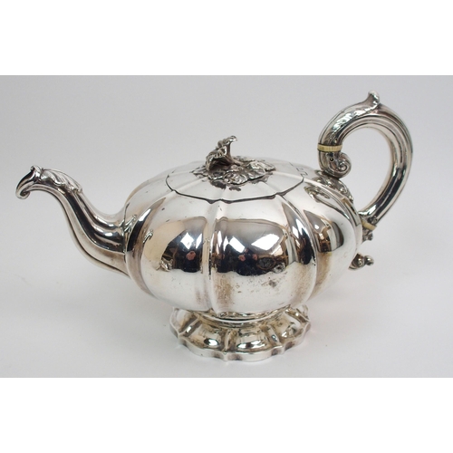 200 - A William IV three piece silver tea service