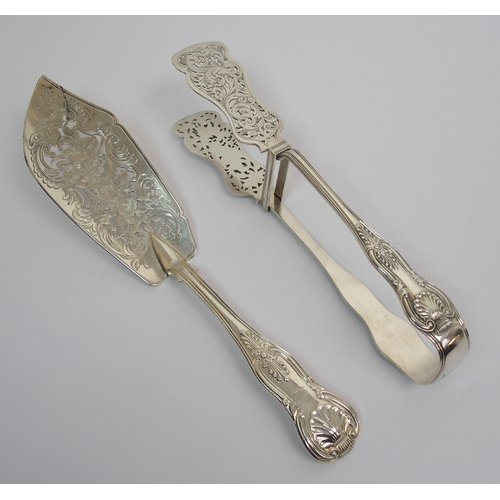 207 - A pair of silver asparagus tongs