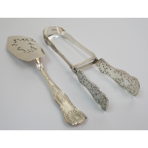 207 - A pair of silver asparagus tongs