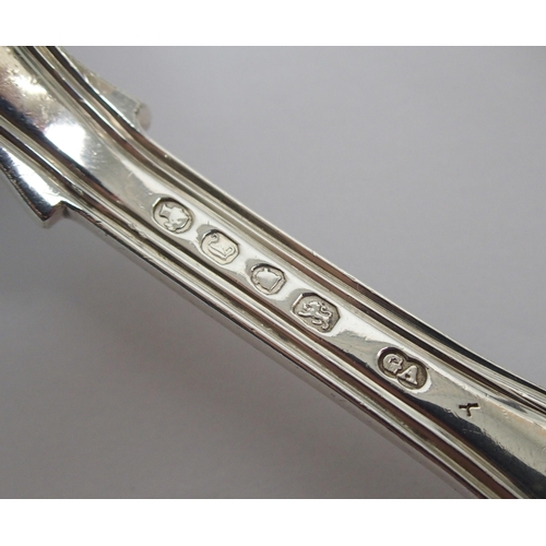 207 - A pair of silver asparagus tongs